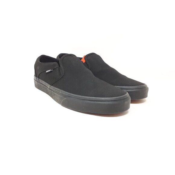 Vans Asher Canvas All Black Slip-On Classic Skate Shoe Sneaker Womens Size 9.5 - Picture 4 of 12